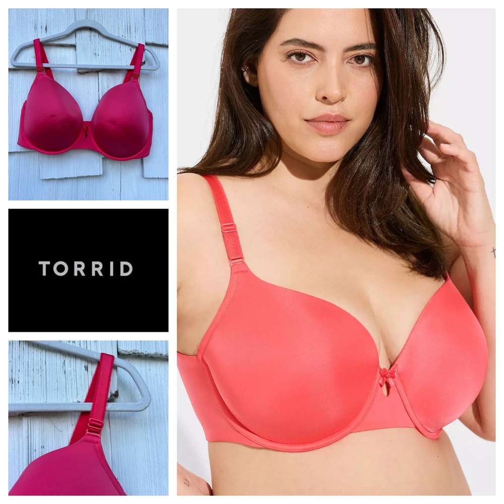 Torrid Curve Pink Full Coverage Boost Plunge Underwire Bra 42DDD Plus Size